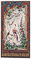 Design for Wallpaper or Panel (?) with an Orientalist Motif with Three Phoenix-Like Exotic Birds with Colorful Feathers and a Flowering Tree within an Ornamental Frame with Tassels Resembling a Tapestry, Anonymous, French, 19th century  French, Watercolor