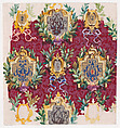 Design for Wallpaper with Alternating Vertical Rows of Pairs of Ornamental Frames of Two Sizes Framed by Interlacing Garlands of Laurel Leaves Tied by a Bow, Anonymous, French, 19th century  French, Graphite and Watercolor
