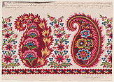 Textile Design with Paisley Motifs and Garlands of Berry Sprays and Stylized Flowers, H. Minder, fils French, Gouache