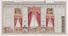 The Breakers: Bedroom of Cornelius Vanderbilt II, design for window wall, Workshop of Ogden Codman, Jr. (American, Boston, Massachusetts 1868–1951 Grégy-sur-Yerre), Watercolor and pencil on paper