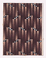 Textile Design with Alternating Diagonal Strings of Squares over a Striped Background, Anonymous, Alsatian, 19th century  Alsatian, Gouache