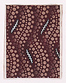 Textile Design with Overlapping Verical Strips of Undulating Rows of Dots and Zig-Zagging Ribbons, Anonymous, Alsatian, 19th century  Alsatian, Gouache