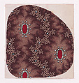 Textile Design with Alternating Vertical Rows of Ovals Bordered with Pearls and Vertical Garlands of Honeycomb Structures Flanked with Offsetting Branches and Decorated with Pearls over a Stippled Background, Anonymous, Alsatian, 19th century Alsatian, Gouache