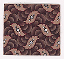 Textile Design with Alternating Rows of Stylized Leaves Decorated with Rosettes and Pearls Over a Pattern of Overlapping Scales, Anonymous, Alsatian, 19th century  Alsatian, Gouache