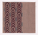 Textile Design of Vertical Stripes of Overlapping Scales Simulating Tie-Dye Framed by Alternating Vertical Strings of Squares, Anonymous, Alsatian, 19th century  Alsatian, Gouache