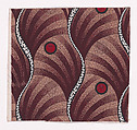 Textile Design with Alternating Vertical Stripes of Undulating Ribbons Outlined with Branches and Circles Over a Background of Shifting Scales with Stripes, Anonymous, Alsatian, 19th century  Alsatian, Gouache
