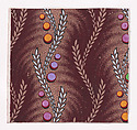 Textile Design with Alternating Vertical Stripes of Undulating Wheat Ears and Undulating Wheat Ears with Circles, Anonymous, Alsatian, 19th century Alsatian, Gouache