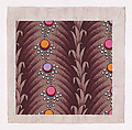 Textile Design with Alternating Vertical Garland of Stylized Leaves and Undulating Circles Surrounded by Pearls, Anonymous, Alsatian, 19th century Alsatian, Gouache