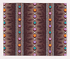 Textile Design with Alternating Vertical Strips of Pearls and Stylized Leaves, Anonymous, Alsatian, 19th century  Alsatian, Gouache