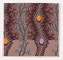 Textile Design with Alternating Vertical Scrolls Decorated with Pearls and Undulating Garlands of Branches Decorated with Rosettes and with Offsetting Branches, Anonymous, Alsatian, 19th century  Alsatian, Gouache