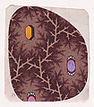 Textile Design with Alternating Rows of Hexagons and Ovals Flanked by Pearls Framed by a Network of Stiff Branches, Anonymous, Alsatian, 19th century  Alsatian, Gouache