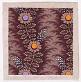 Textile Design with Vertical Undulating Garlands of Stylized Daisies with Pearls and Leaves over a Stippled Background, Anonymous, Alsatian, 19th century  Alsatian, Gouache