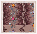 Textile Design with Vertical Scrolls of Pearls with Circles Separated by Vertical Undulating Garlands of Stylized Leaves, Anonymous, Alsatian, 19th century  Alsatian, Gouache
