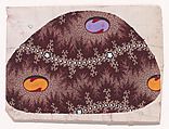 Textile Design with Alternating Rows of Ellipses Containing a Stylized S-Shape Framed by Horizontal Undulating Garlands of Branches with Pearls and Rosettes, Anonymous, Alsatian, 19th century Alsatian, Gouache