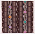 Textile Design with Alternating Vertical Twisting Strips of Dots and Garlands of Pearls and Rosettes over a Striped Background, Anonymous, Alsatian, 19th century Alsatian, Gouache