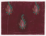 Textile Design with Paisley Motifs and Bundles of Stylized Branches with Leaves, Anonymous, Alsatian, 19th century  Alsatian, Gouache