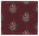 Textile Design with Bundles of Paisley Motifs, Stylized Leaves and Stylized Branches with Leaves, Anonymous, Alsatian, 19th century  Alsatian, Gouache
