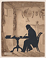 Sir Walter Scott, Auguste Edouart  French, Cut paper silhouette, brush and brown wash background