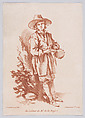 Petit paysan au tambourin, Gilles Demarteau  French, Crayon-manner etching printed in red ink
