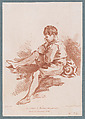 Young peasant boy seated facing left, Gilles Demarteau  French, Crayon-manner etching printed in red ink