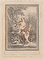 Leda and the Swan, Gilles Demarteau  French, Crayon-manner etching printed in red and black ink