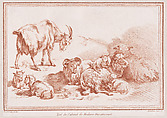 Chèvre, chevreaux et moutons, Gilles Demarteau  French, Crayon-manner etching printed in red ink