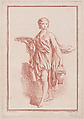 Femme drapée, Gilles Demarteau  French, Crayon-manner etching printed in red ink