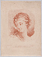 Tête de femme, Gilles Demarteau  French, Crayon-manner etching printed in red ink