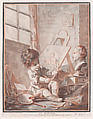 The Painter, Gilles Demarteau  French, Crayon-manner etching printed in black and red ink