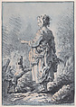 Young Woman with a Dog, Gilles Demarteau  French, Crayon-manner printed in blue and black ink