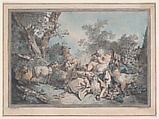 Shepherdess, Gilles-Antoine Demarteau French, Etching and aquatint with stipple engraving and roulette
