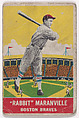 "Rabbit" Maranville, Boston Braves, DeLong Gum Company, Boston, Massachusetts  American, Commercial color lithograph