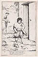Plate 10: Bertoldino fastening geese to his belt, from "Bertoldo, Bertoldino, and Cacasenno", Giuseppe Maria Crespi  Italian, Etching