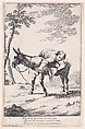 Plate 7: Bertoldino lying on a donkey, from "Bertoldo, Bertoldino, and Cacasenno", Giuseppe Maria Crespi  Italian, Etching
