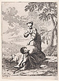 A young girl with a sleeping shepherd, Giuseppe Maria Crespi  Italian, Etching