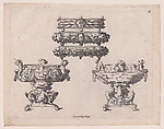 Two Braziers and Three Salvers, René Boyvin  French, Engraving