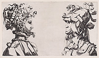 Fantastical Masked Masculine Heads, Anonymous, French, 16th century French, Engraving; reversed copy