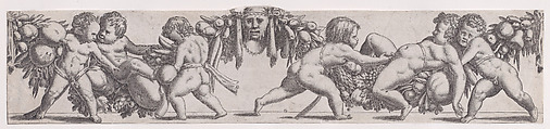 Two Groups of Three Putti, Anonymous, French, School of Fontainebleau, 16th century French, Engraving