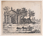 Landscape with Roman Temple and Wagon, Louis Philippe Joseph, duc de Chartres  French, Etching