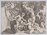 Virgin and Child with John the Baptist, François Chauveau  French, Etching