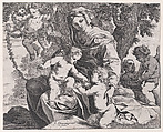 The Virgin with Christ Child and Saint John the Baptist, François Chauveau  French, Etching