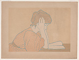 Young Woman Reading, Alexandre-Louis-Marie Charpentier  French, Embossed color lithograph