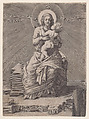 Virgin and Child Seated on a Stone Slab, Lambert Suavius  Netherlandish, Engraving