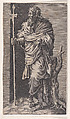 St. Thomas, from "Christ and the Apostles", Lambert Suavius  Netherlandish, Engraving; backed with a print by J. A. Fridrich
