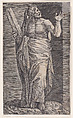 St. Andrew, from "Christ and the Apostles", Lambert Suavius  Netherlandish, Engraving; backed with a print by J. A. Fridrich