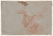 Double-sided Sheet: (recto) Study of Draperies; (verso) Study of a Standing Female Nude in a Beckoning PoseTurned toward Left., Giacomo Zoboli (Italian, Modena 1681–1767 Rome), (recto) Red chalk with white chalk; (verso) red chalk.