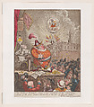 The Theatrical Bubble; being a new Specimen of the Astonishing Powers of the Great Politiico-Punchinello in the Art of Dramatic Puffing, James Gillray British, Hand-colored etching