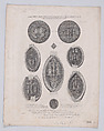 Medal commemorating the marriage of Mary, Queen of Scots to the Dauphin Francis of France, with seals and signet rings relating to Queen Mary below (from "A Souvenir of the Abbey and Palace of Holyrood"), John West  British, Engraving
