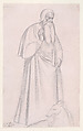Figure Study after Andrea di Bonaiuto, S. Maria Novella, Florence, Hippolyte Flandrin  French, Graphite