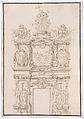 Elevation for a Wall Decoration Scheme for a Church Interior with Scenes dedicated to the Legend of the Holy Cross, Anonymous, Central European, 18th century Central European, Pen and brown ink, partially over graphite